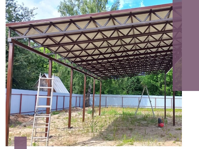 Односкатные навесы под ключ в Луге — изготовление и монтаж